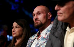 MANCHESTER, ENGLAND - SEPTEMBER 24: Tyson Fury looks on during the International Super-Middleweight fight between Mark Heffron and Martin Bulacio at AO Arena on September 24, 2022 in Manchester, England. (Photo by Alex Livesey/Getty Images)