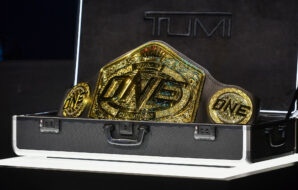 Champion belt seen during the One fight night 13 at Lumpinee